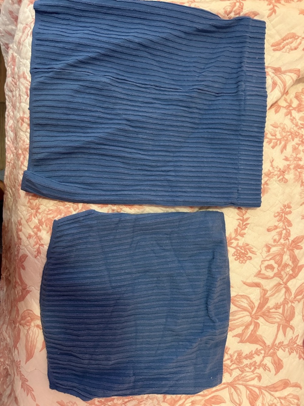 Amazon Blue Ribbed Knit Two-Piece Skirt Set